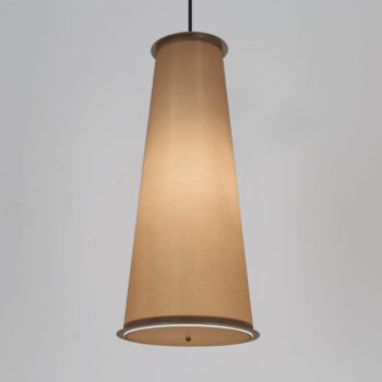 Cone Pendant with with handcrafted metal and exclusive Lumenate® D142 Almond shade.
