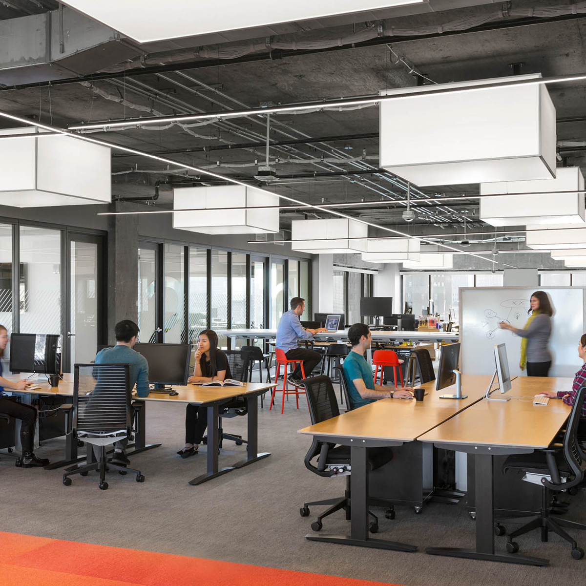 Two Sigma Investments LP, in New York City chose Lumetta to create Custom Surface Mount Box pendant lighting to add stylish feel to their office.