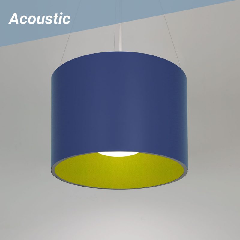 Drum L2 Acoustic pendant shown with Acoustic sound-dampening shades