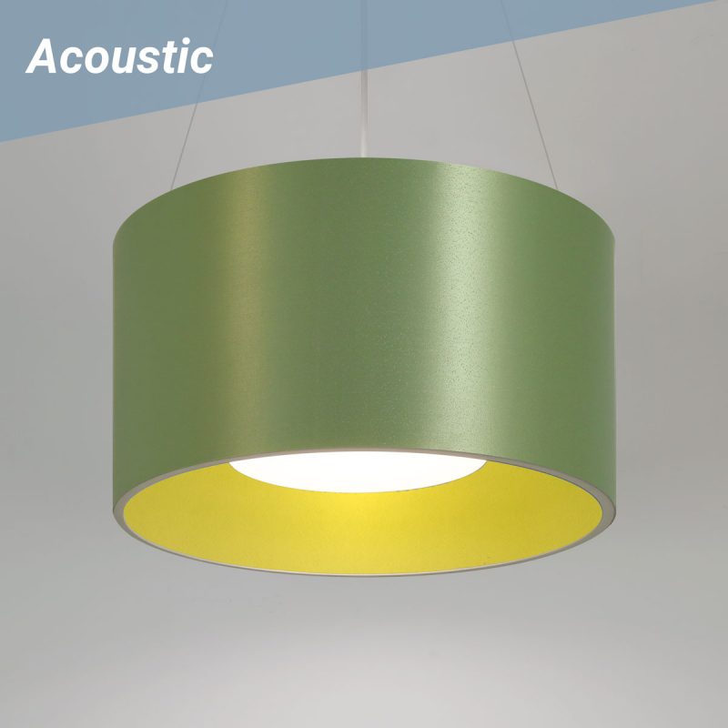 Drum L2 Acoustic pendant shown with Acoustic sound-dampening shades