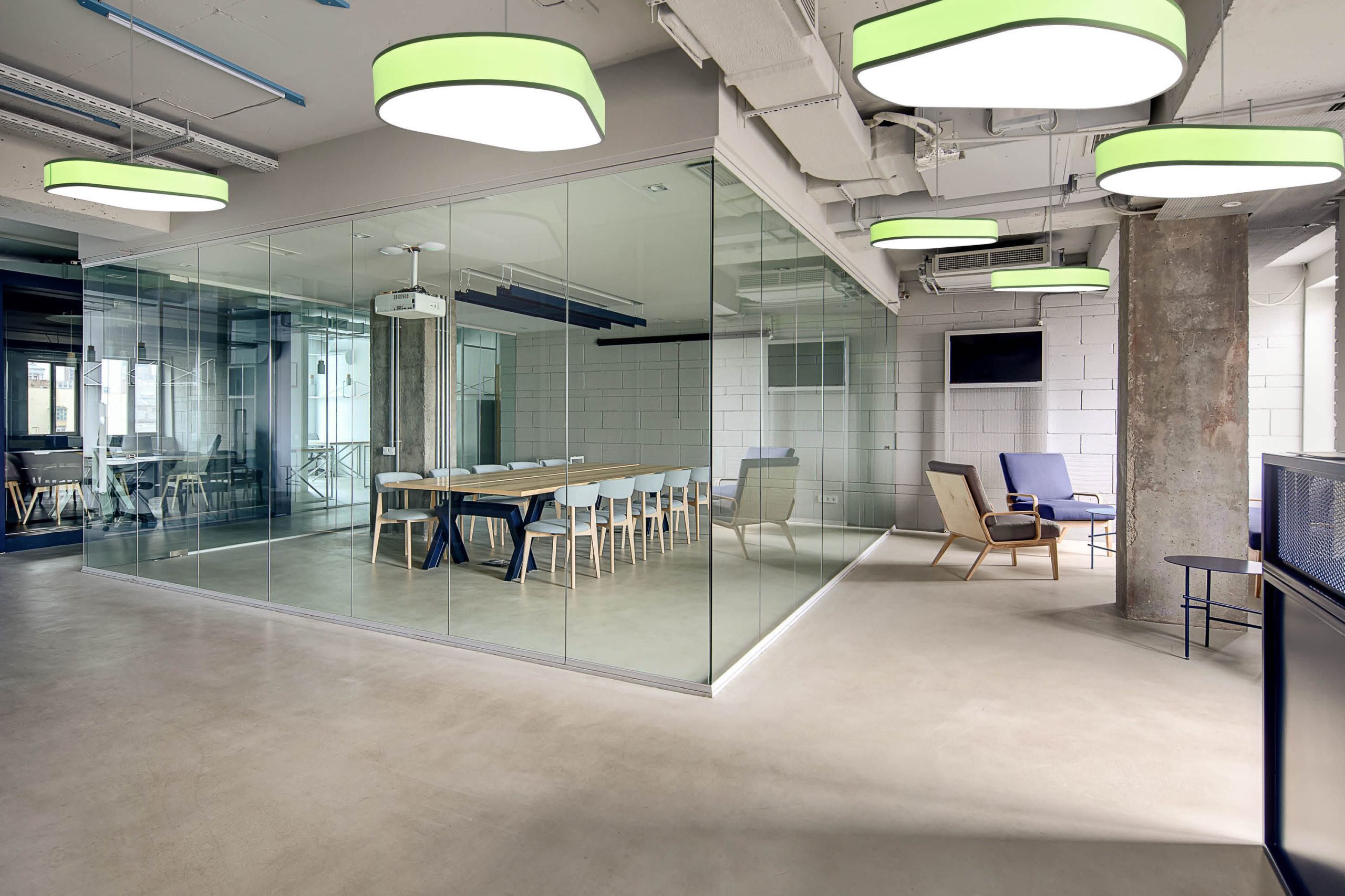 Nexus pendant lighting shown in a commercial office space.