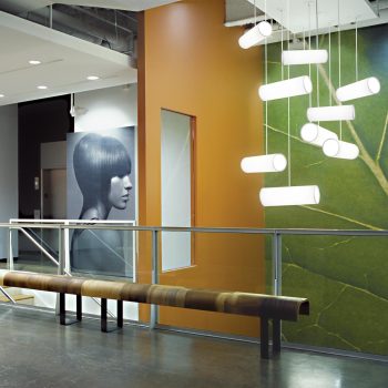 Form style luminaires complement fluid, easygoing themes in a range of curved, cylindrical, and organic shapes.